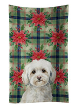 Load image into Gallery viewer, White Havanese Christmas PoinsettIas Kitchen Towel