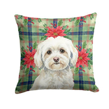 Load image into Gallery viewer, White Havanese Christmas PoinsettIas Throw Pillow