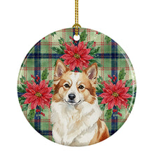 Load image into Gallery viewer, Tan Icelandic Sheepdog Christmas PoinsettIas Ceramic Ornament