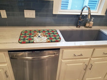 Load image into Gallery viewer, Tan Icelandic Sheepdog Christmas PoinsettIas Dish Drying Mat