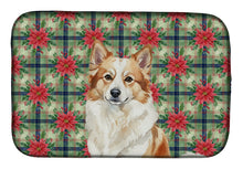 Load image into Gallery viewer, Tan Icelandic Sheepdog Christmas PoinsettIas Dish Drying Mat