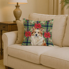 Load image into Gallery viewer, Tan Icelandic Sheepdog Christmas PoinsettIas Throw Pillow