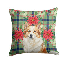 Load image into Gallery viewer, Tan Icelandic Sheepdog Christmas PoinsettIas Throw Pillow