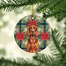 Load image into Gallery viewer, Irish Setter Christmas PoinsettIas Ceramic Ornament