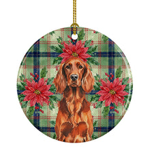Load image into Gallery viewer, Irish Setter Christmas PoinsettIas Ceramic Ornament