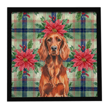 Load image into Gallery viewer, Irish Setter Christmas PoinsettIas Framed Metal Print