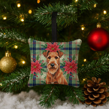 Load image into Gallery viewer, Irish Terrier Christmas PoinsettIas Hanging Square Fabric Ornament 3.5 x 3.5