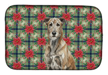 Load image into Gallery viewer, Brindle Irish Wolfhound Christmas PoinsettIas Dish Drying Mat