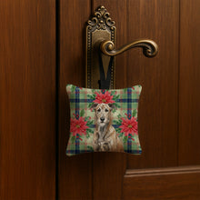Load image into Gallery viewer, Brindle Irish Wolfhound Christmas PoinsettIas Hanging Square Fabric Ornament 3.5 x 3.5