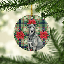 Load image into Gallery viewer, Gray Irish Wolfhound Christmas PoinsettIas Ceramic Ornament