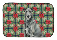 Load image into Gallery viewer, Gray Irish Wolfhound Christmas PoinsettIas Dish Drying Mat