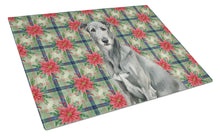 Load image into Gallery viewer, Gray Irish Wolfhound Christmas PoinsettIas Glass Cutting Board
