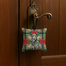 Load image into Gallery viewer, Gray Irish Wolfhound Christmas PoinsettIas Hanging Square Fabric Ornament 3.5 x 3.5