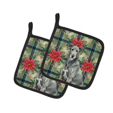 Load image into Gallery viewer, Gray Irish Wolfhound Christmas PoinsettIas Pair of Pot Holders
