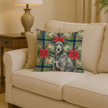 Load image into Gallery viewer, Gray Irish Wolfhound Christmas PoinsettIas Throw Pillow