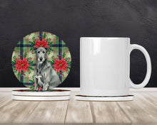 Load image into Gallery viewer, Gray Irish Wolfhound Christmas PoinsettIas Large Sandstone Coasters Pack of 4