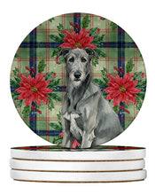 Load image into Gallery viewer, Gray Irish Wolfhound Christmas PoinsettIas Large Sandstone Coasters Pack of 4