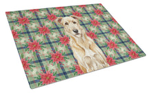 Load image into Gallery viewer, Wheaten Irish Wolfhound Christmas PoinsettIas Glass Cutting Board