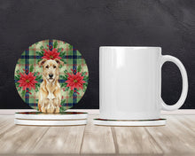 Load image into Gallery viewer, Wheaten Irish Wolfhound Christmas PoinsettIas Large Sandstone Coasters Pack of 4