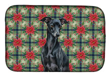 Load image into Gallery viewer, Black Italian Greyhound Christmas PoinsettIas Dish Drying Mat