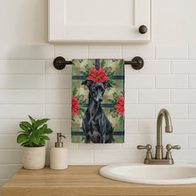 Load image into Gallery viewer, Black Italian Greyhound Christmas PoinsettIas Kitchen Towel