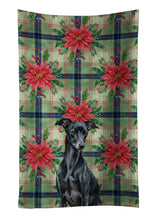 Load image into Gallery viewer, Black Italian Greyhound Christmas PoinsettIas Kitchen Towel
