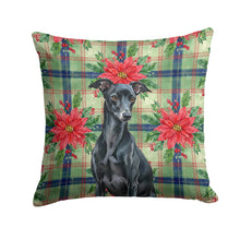 Load image into Gallery viewer, Black Italian Greyhound Christmas PoinsettIas Throw Pillow