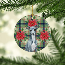 Load image into Gallery viewer, Blue Italian Greyhound Christmas PoinsettIas Ceramic Ornament