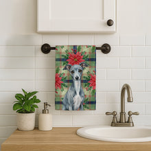 Load image into Gallery viewer, Blue Italian Greyhound Christmas PoinsettIas Kitchen Towel