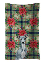 Load image into Gallery viewer, Blue Italian Greyhound Christmas PoinsettIas Kitchen Towel