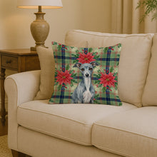 Load image into Gallery viewer, Blue Italian Greyhound Christmas PoinsettIas Throw Pillow