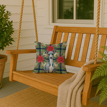Load image into Gallery viewer, Blue Italian Greyhound Christmas PoinsettIas Throw Pillow