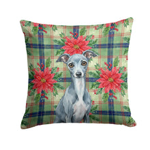 Load image into Gallery viewer, Blue Italian Greyhound Christmas PoinsettIas Throw Pillow