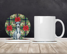 Load image into Gallery viewer, Blue Italian Greyhound Christmas PoinsettIas Large Sandstone Coasters Pack of 4