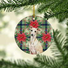 Load image into Gallery viewer, Cream Italian Greyhound Christmas PoinsettIas Ceramic Ornament