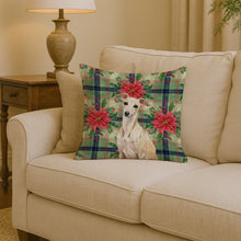 Load image into Gallery viewer, Cream Italian Greyhound Christmas PoinsettIas Throw Pillow