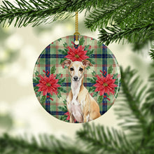 Load image into Gallery viewer, Fawn Italian Greyhound Christmas PoinsettIas Ceramic Ornament