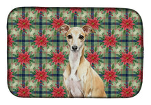 Load image into Gallery viewer, Fawn Italian Greyhound Christmas PoinsettIas Dish Drying Mat