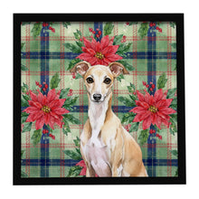 Load image into Gallery viewer, Fawn Italian Greyhound Christmas PoinsettIas Framed Metal Print