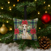 Load image into Gallery viewer, Fawn Italian Greyhound Christmas PoinsettIas Hanging Square Fabric Ornament 3.5 x 3.5