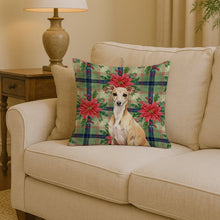 Load image into Gallery viewer, Fawn Italian Greyhound Christmas PoinsettIas Throw Pillow