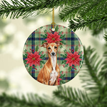 Load image into Gallery viewer, Red Italian Greyhound Christmas PoinsettIas Ceramic Ornament
