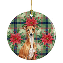 Load image into Gallery viewer, Red Italian Greyhound Christmas PoinsettIas Ceramic Ornament