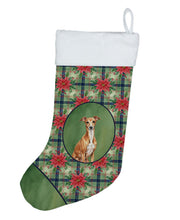Load image into Gallery viewer, Red Italian Greyhound Christmas PoinsettIas Holiday Stocking