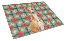 Load image into Gallery viewer, Red Italian Greyhound Christmas PoinsettIas Glass Cutting Board