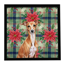Load image into Gallery viewer, Red Italian Greyhound Christmas PoinsettIas Framed Metal Print