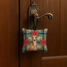 Load image into Gallery viewer, Red Italian Greyhound Christmas PoinsettIas Hanging Square Fabric Ornament 3.5 x 3.5