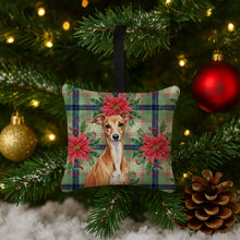 Load image into Gallery viewer, Red Italian Greyhound Christmas PoinsettIas Hanging Square Fabric Ornament 3.5 x 3.5