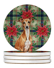 Load image into Gallery viewer, Red Italian Greyhound Christmas PoinsettIas Large Sandstone Coasters Pack of 4