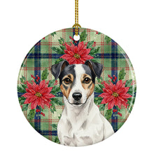 Load image into Gallery viewer, White and Black Jack Russell Terrier Christmas PoinsettIas Ceramic Ornament